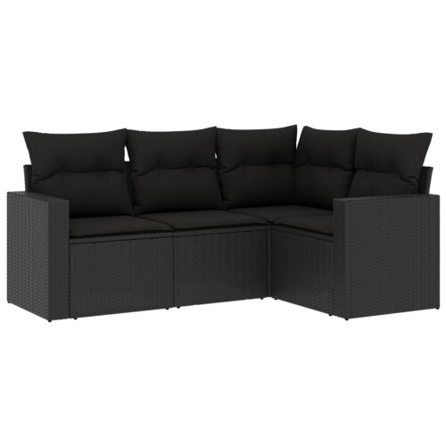 VidaXL vidaXL 4-tlg. Garten-Sofagarnitur mit Kissen Schwarz Poly Rattan