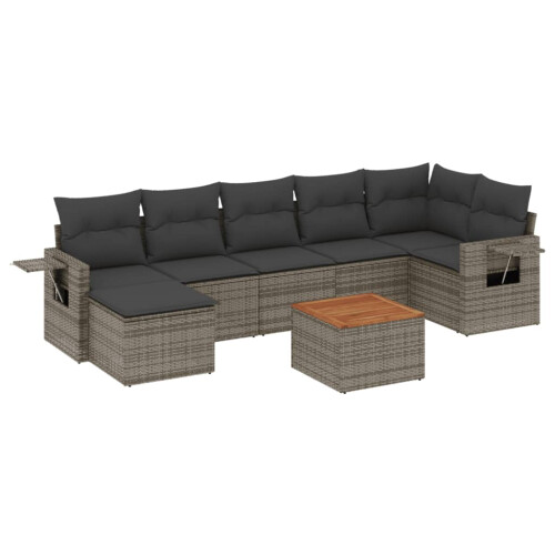 VidaXL vidaXL 8-tlg. Garten-Sofagarnitur mit Kissen Grau Poly Rattan