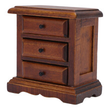 Birch 1:12 Scale Dollhouse Night Stand with 3 Drawers, 5.2x5.5x3.4cm