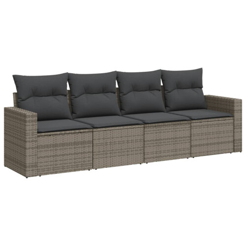 VidaXL vidaXL 4-tlg. Garten-Sofagarnitur mit Kissen Grau Poly Rattan