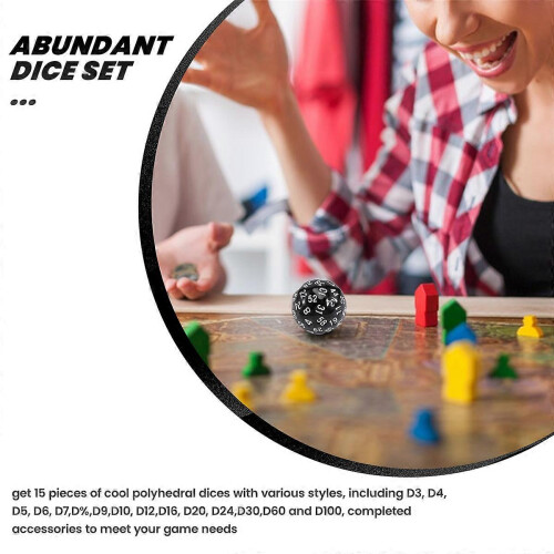 Dés polyédriques D3-D100 pour jeux de rôle, 15 pièces 2
