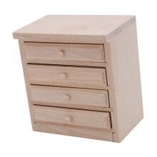 1:12 Scale Wooden Dollhouse Nightstand with 4 Drawers, Birch, 7.6x6.8x4.5cm