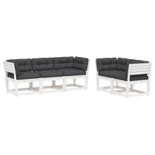 vidaXL 5 Piece Garden Sofa Set with Cushions White Solid Wood Pine