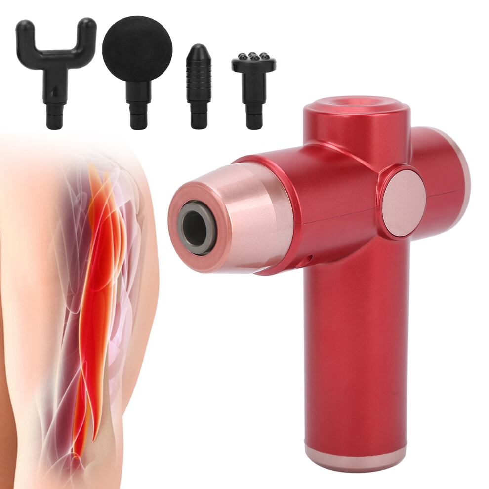 Electric Muscle Relaxation Massager with 4 Heads, 1800mAh, Red