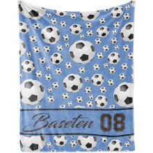 Personalized Soccer Blanket with Name – Soft Red Football Throw, Custom Name Gift for Kids, Teens & Adults, Compatible with All Ages