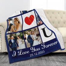 Custom Sherpa Fleece Blanket with Photos/Text – Soft, Warm, Personalized Gift for Couples, Birthday, Anniversary, Christmas – Compatible with All