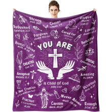 Christelijke deken cadeaus voor vrouwen en mannen, religieuze deken met bijbeltekst 60"x50", deken met Bijbeltekst, katholieke spirituele cadeaus,