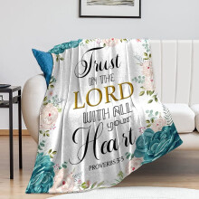 Christelijke cadeaus voor vrouwen: inspirerende religieuze deken met Bijbeltekst en gebedsmotief, zachte flanellen deken (50 x 40 inch).