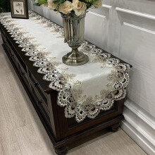 Oval lace Table Runner Table Runners with Macrame Embroidery for Bridal Shower Wedding Party Decorations Long Dinner Tables Tablecloth