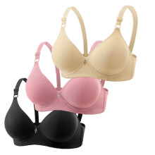 3-pack V-ringade BH:ar för kvinnor Andningsbara Pushup Heltäckande Rygglösa Bygellösa Sport-BH:ar Justerbar Yoga Tränings-BH A01 Mörklila &