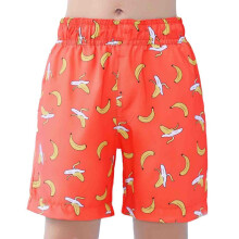 Guttebadeshorts størrelse 6-7, tegneserie-dinosaurtrykk, badeshorts med elastisk linning, avslappet sommer, strandferieshorts, X01-oransje