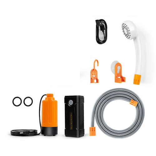 Pompe de douche extérieure portable avec douchette électrique rechargeable 1