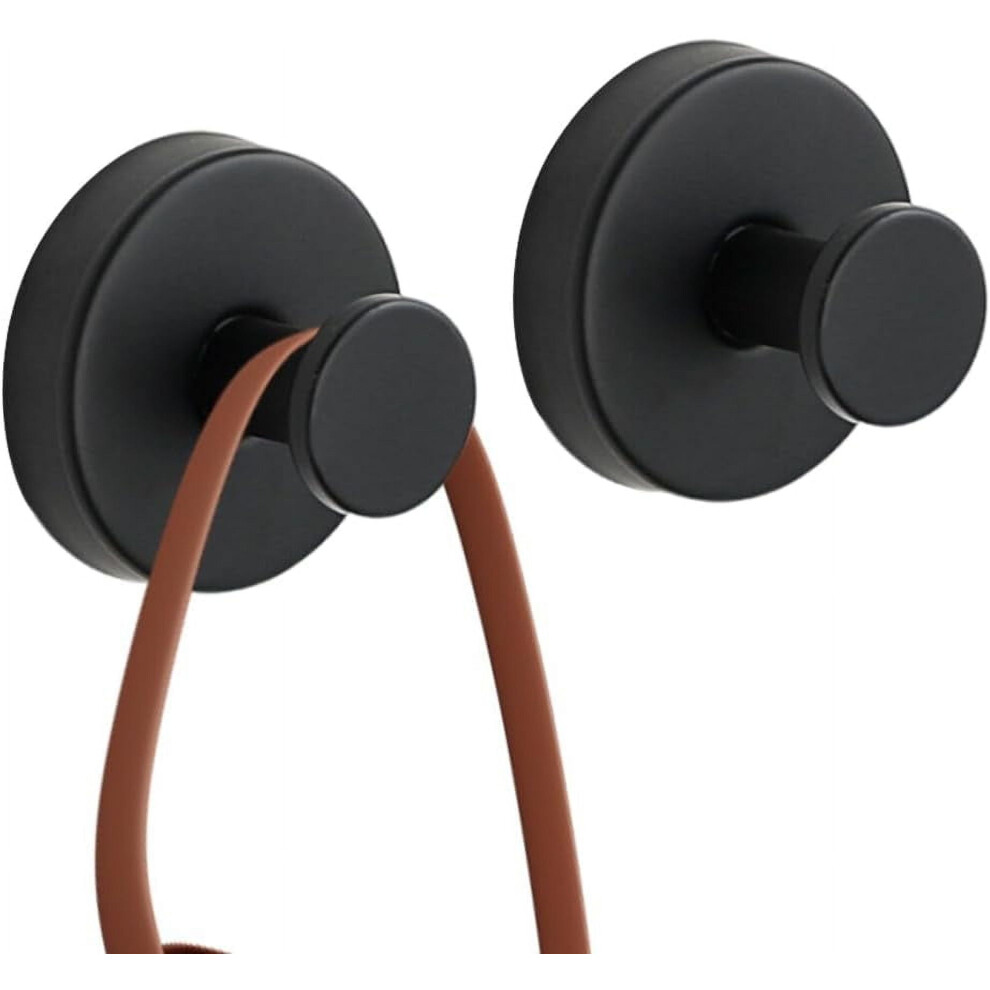 Luxe Hold No-Drill Hooks, 2024 Upgraded Stainless Steel Suction Towel Hooks For Bathroom, Shower, Glass, Window, Mirror (Black, 2Pc) 9489952364520