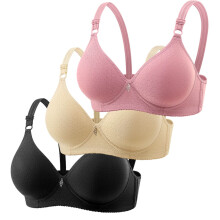 3 Pack V Neck Bras for Women Breathable Pushup Full Coverage Backless Wireless Sports Bras Adjustable Yoga Workout Bra A01 Light Pink & Size 44