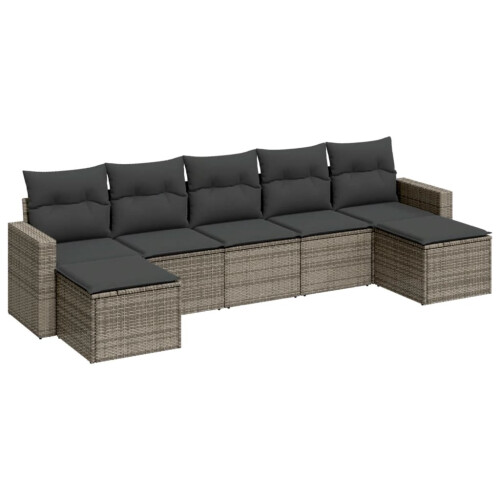 VidaXL vidaXL 7-tlg. Garten-Sofagarnitur mit Kissen Grau Poly Rattan