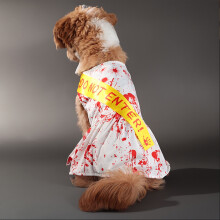 Fustă de Halloween pentru câini – Costum alb cu amprentă de mână însângerată,