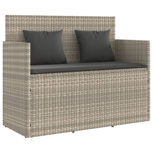 VidaXL vidaXL Gartenbank mit Kissen Hellgrau Poly Rattan
