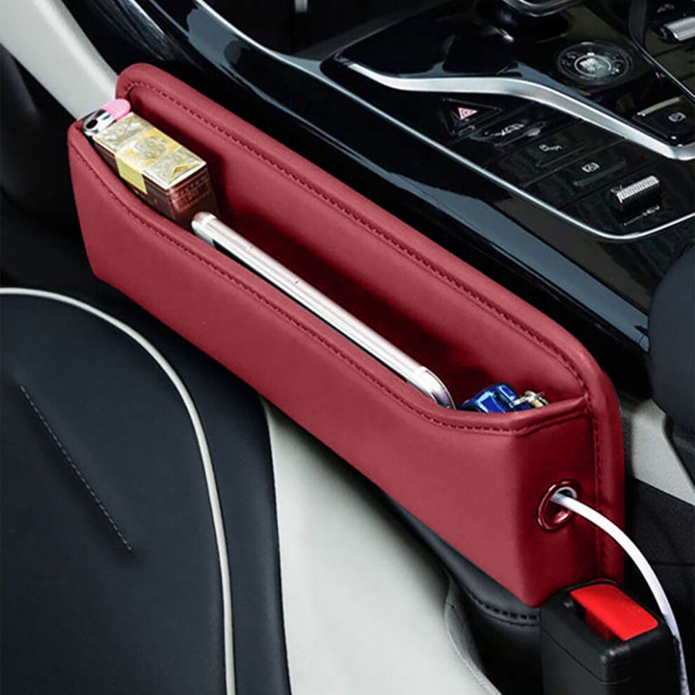 Car Seat Gap Filler Organizer, Leather Side Pocket For Phone/Money/Cards Â Compatible With Most Cars Red 9448483029292