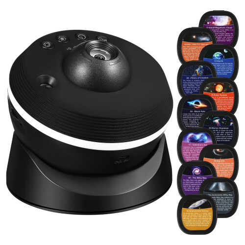 Black Room Light Projector for Decoration with Interchangeable Discs