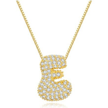 Dainty Bubble Letter Necklace, 18K Gold Plated Balloon Initial Pendant on Chain – Simple Charm Gift for Her