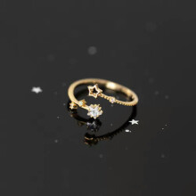 925 Sterling Silver Tiny Star Dainty Thin Pinkie Ring Adjustable A3196-Gold-7