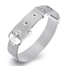 925Sterling Silver 10mm Mesh Watch Band Style Unisex Chains Bracelet 8" HY237-default