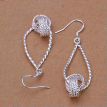 Many Types 925Sterling Silver Women's Fashion Accessoreis Earrings Dangle Stick-Two Mesh Circle-E281