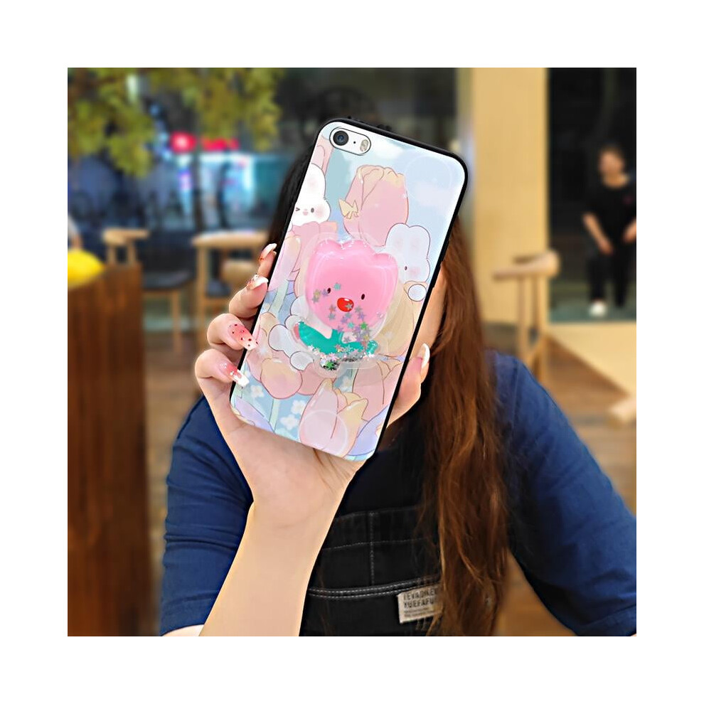 Phone Case Compatible With Iphone 5/5S/Se – Glitter Quicksand Tpu Cover With Lens Protection, Kickstand & Waterproof Design 9448483076913