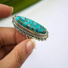 Fashion 925 Silver Plated Handmade Turquoise Ring Women Jewelry Gift Size 6-13-8-#10