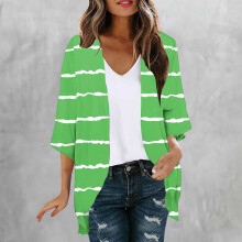 Cardigan da donna a righe, maniche a tre quarti, leggero