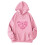 Γυναικεία oversized casual φούτερ με κουκούλα, στάμπα Love Heart, χαλαρή εφαρμογή – Συμβατά 1