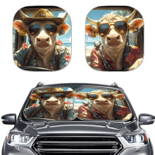 Hawaiian Highland Cow Sun Shade Foldable 2pcs Universal