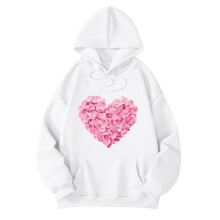 Women's Oversized Casual Hoodies with Love Heart Print, Round Neck, Long Sleeve Sweatshirts – Compatible with Everyday Wear