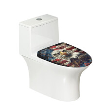 Washable Soft Toilet Lid Cover with Elastic Edge, Breathable, Compatible with Standard Toilets, 4th of July American Flag Eagle Decor