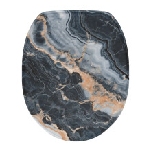 Marble Print Oval Toilet Lid Cover – Stretchable, Easy Install, Decorative Seat Cover Compatible with Standard Toilets
