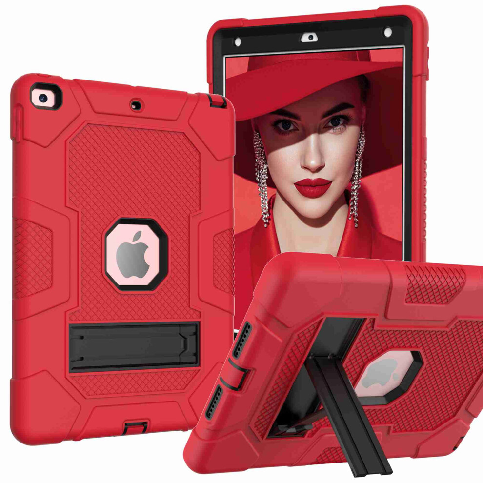 Slim Rugged Shockproof Case For Ipad 9Th/8Th/7Th Gen (10.2", 2021/2020/2019), + Â Compatible With Ipad Red/Black 9448483144285