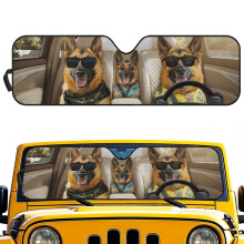 Foldable Windshield Sun Shade Compatible with Wrangler JK/JKU/TJ (1997-2018), UV & Heat Blocking