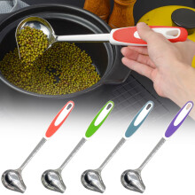 4pcs Stainless Steel Gravy Ladle Set With Color Handles Non Slip Pour Spout For Soup Sauces Dressings Home Kitchen Serving Tool