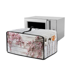 Coperchio antipolvere per forno tostapane con friggitrice ad aria, compatibile con forno a convezione, 14,5x18,5x9", venatura del legno bianco con