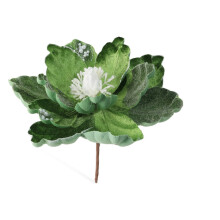 Kunstige blomster i glittermagnolia til juletre, krans og hjemmedekor – 15 cm – kompatibel med juledekor