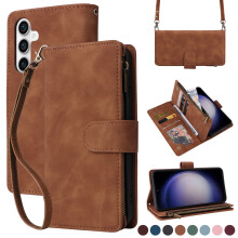 Wallet Multi Card Zipper Magnetic Flip Leather Case For compatible with Samsung Galaxy S23 FE Shock Proof Phone Case
