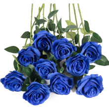 Royal Blue Silk Roses Artificial Rose Flowers Long Stem for DIY Wedding Bouquet Table Centerpiece Home Decor (Royal Blue)