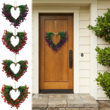 22" Spring Wreath with Purple Flowers – Real Touch Artificial Greenery for Front Door, Wedding, Valentine’s Day, Farmhouse Décor, Compatible with