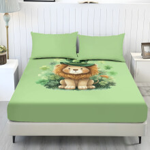 Ensemble de literie 3 pièces pour lit simple avec drap-housse et 2 taies d'oreiller – Thème Saint-Patrick, vert trèfle, compatible avec un