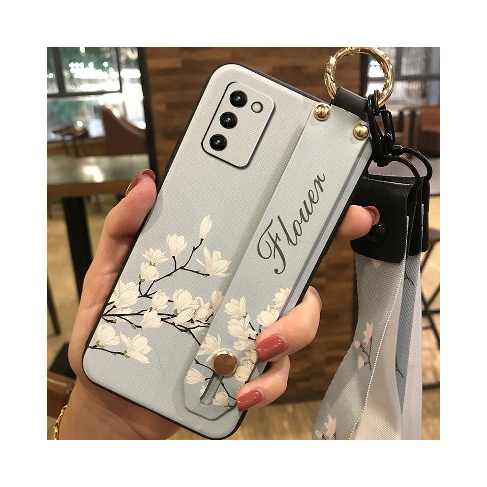 Phone Case Compatible With Samsung Galaxy A03s Asian Version (Sm-A037f) Â Waterproof, Anti-Knock, Flower Design, Wristband & Lanyard 9448483081061