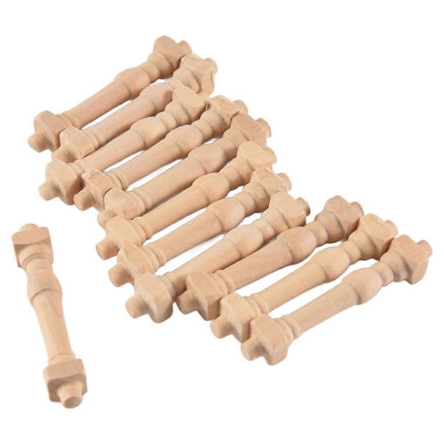 Kit 12 pièces maison poupée bois 1:12, balustres/rampe escalier 2