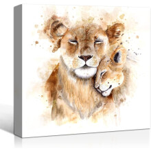 Colorful Wild Animal Posters, Retro Jungle Art, Framed 12"x12", for Kids Room, Bedroom, Office – Compatible with Lions Pictures