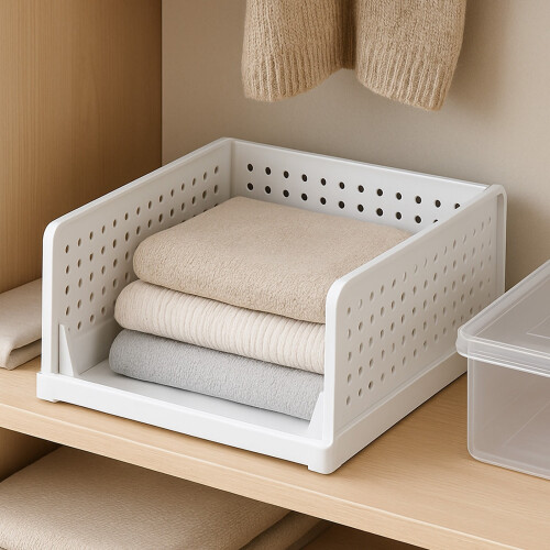Stackable Plastic Storage Baskets for Closet, Bathroom, Kitchen & Laundry – Weekly Clothes Organizer, Compatible with ARDROBE