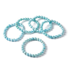 1pc Larimar/Pectolite Round Beaded Stretch Bracelet Jewelry for Women Beads: 7mm Inner Diameter: 2-1/8 inch(5.5cm)