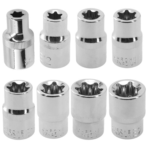 E-Type Sockets 1/2\" Square Tool Female Torx Socket For Ratchet End Wrench Head Hand Tools E10/E12/E14/E16/E18/E20/E22/E24 E16 Smile Home